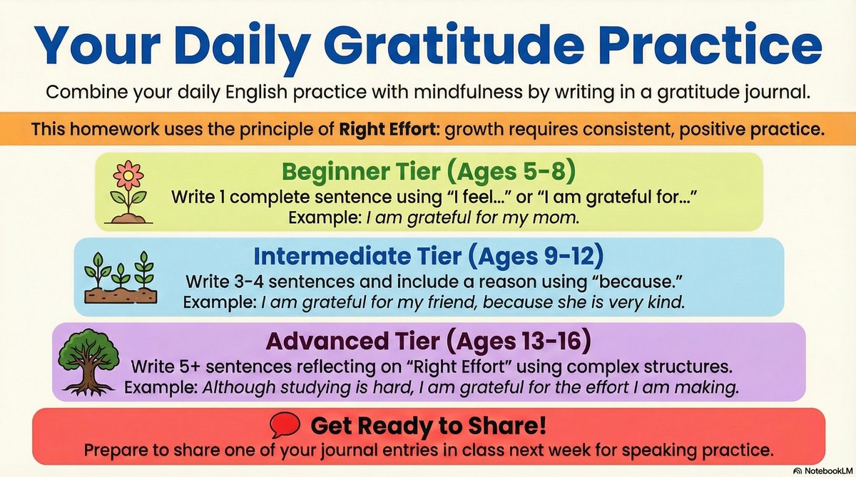 Week 1 infographic — Right Effort in Gratitude, the Laughing Buddha